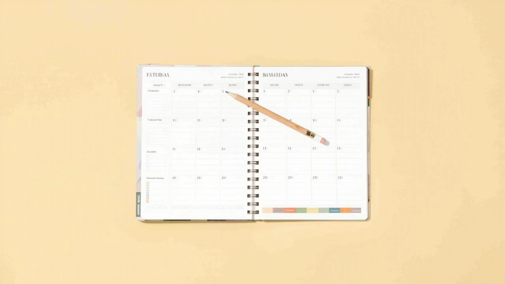 An open weekly planner photographed from above on a cream paper background